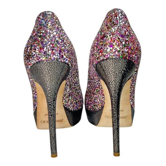 Jimmy Choo, Women’s Platform Pump ‘Crown’ Glitter, Multi Color, Size 37 IT, 7 US - Picture 12 of 16